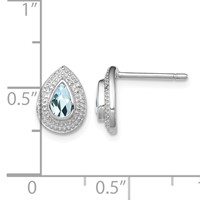 Sterling Silver Rhodium Aqua & Diamond Post Earrings view 4
