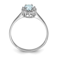 Sterling Silver Rhodium Aquamarine Diamond Ring view 2