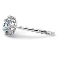 Sterling Silver Rhodium Aquamarine Diamond Ring view 4