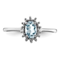 Sterling Silver Rhodium Aquamarine Diamond Ring view 5