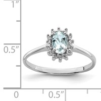 Sterling Silver Rhodium Aquamarine Diamond Ring view 3