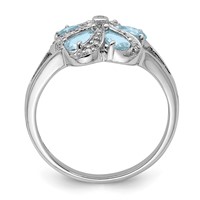 Sterling Silver Rhodium Aquamarine Diamond Ring view 2