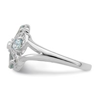 Sterling Silver Rhodium Aquamarine Diamond Ring view 3