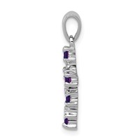 Sterling Silver RH Plated Amethyst and Diamond Accent Cross Pendant view 2