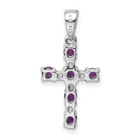 Sterling Silver RH Plated Amethyst and Diamond Accent Cross Pendant view 4