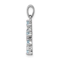 Sterling Silver Rhodium Lt Sw Blue Topaz Cross & Diamond Accent Pendant view 2