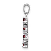 Sterling Silver Rhodium-plated Garnet & Diamond Accent Cross Pendant view 2