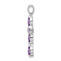 Sterling Silver Rhodium Plated Amethyst Diamond Pendant view 2