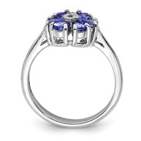 Sterling Silver Rhodium Tanzanite & Diam. Ring view 2