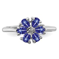 Sterling Silver Rhodium Tanzanite & Diam. Ring view 5