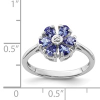 Sterling Silver Rhodium Tanzanite & Diam. Ring view 3
