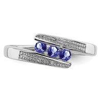 Sterling Silver Rhodium Tanzanite & Diam. Ring view 5