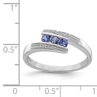Sterling Silver Rhodium Tanzanite & Diam. Ring view 3