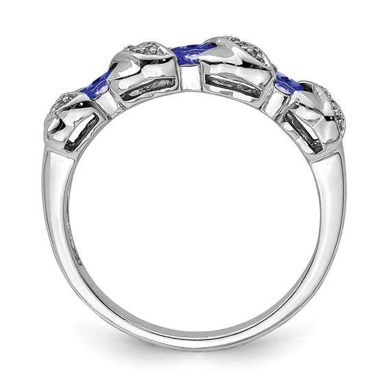 Sterling Silver Rhodium Tanzanite & Diam. Ring