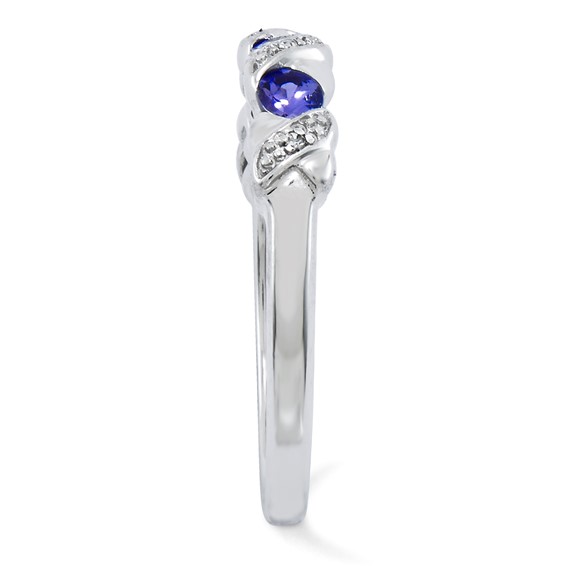 Sterling Silver Rhodium Tanzanite & Diam. Ring