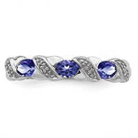 Sterling Silver Rhodium Tanzanite & Diam. Ring view 5