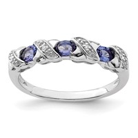 Sterling Silver Rhodium Tanzanite & Diam. Ring view 1