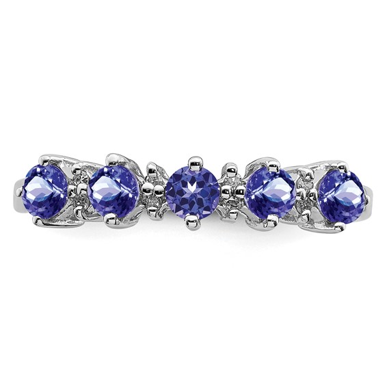 Sterling Silver Rhodium Tanzanite & Diam. Ring