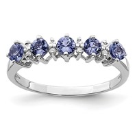 Sterling Silver Rhodium Tanzanite & Diam. Ring view 1