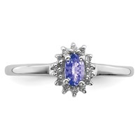 Sterling Silver Rhodium Tanzanite & Diam. Ring view 5