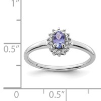 Sterling Silver Rhodium Tanzanite & Diam. Ring view 3