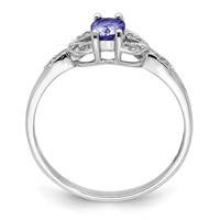 Sterling Silver Rhodium Tanzanite & Diam. Ring view 2