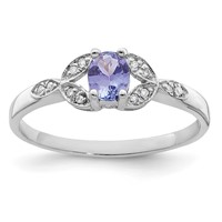 Sterling Silver Rhodium Tanzanite & Diam. Ring view 1