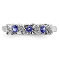Sterling Silver Rhodium Tanzanite & Diam. Ring view 5
