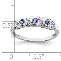 Sterling Silver Rhodium Tanzanite & Diam. Ring view 3