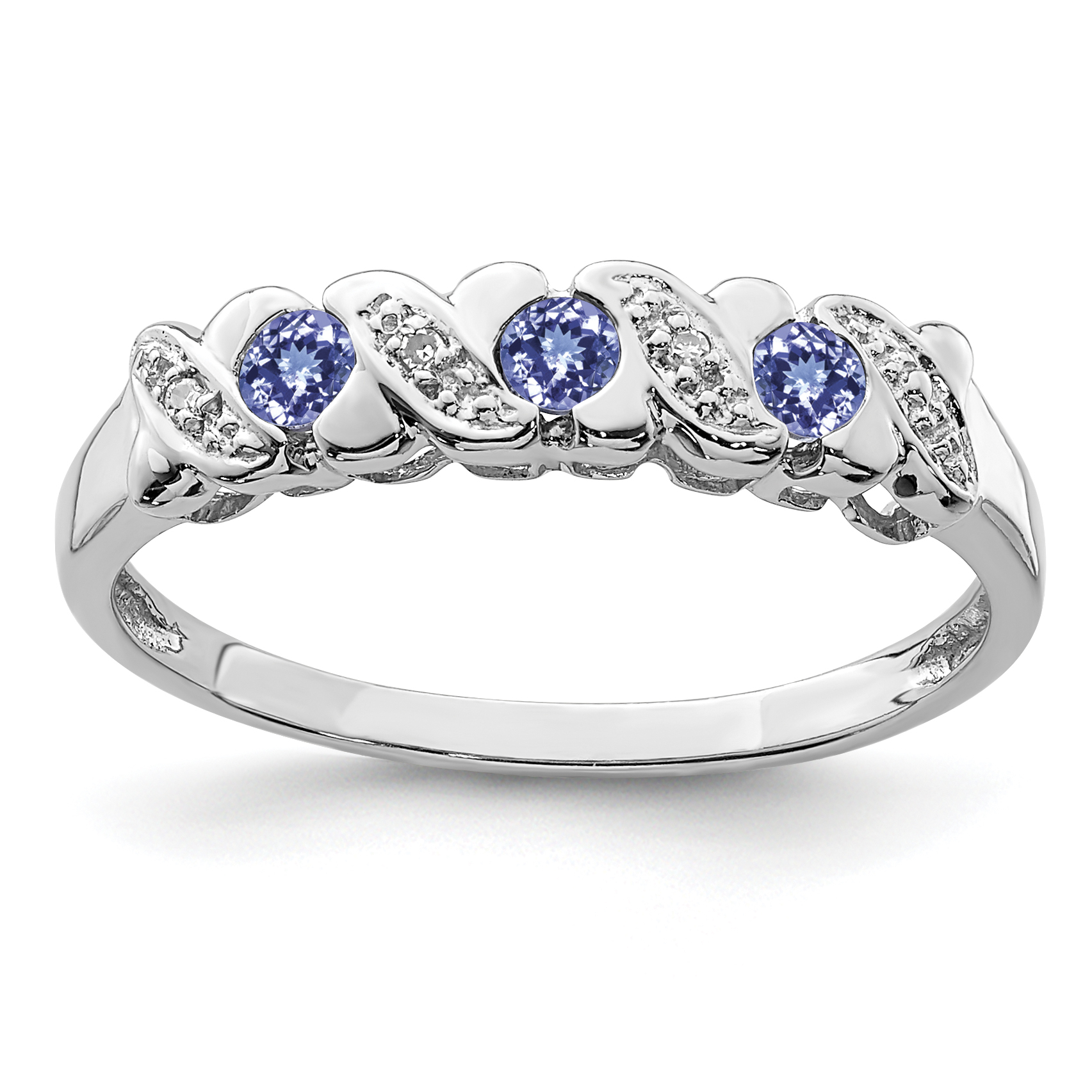 Sterling Silver Rhodium Tanzanite & Diam. Ring (QDX944-6)