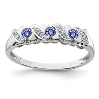 Sterling Silver Rhodium Tanzanite & Diam. Ring view 1