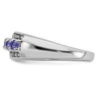 Sterling Silver Rhodium Tanzanite & Diam. Ring view 3