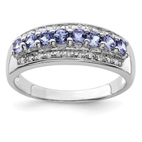 Sterling Silver Rhodium Tanzanite & Diam. Ring view 1