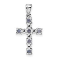 Sterling Silver Rhodium-plated Tanzanite & Diamond Pendant view 3