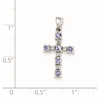Sterling Silver Rhodium-plated Tanzanite & Diamond Pendant view 4