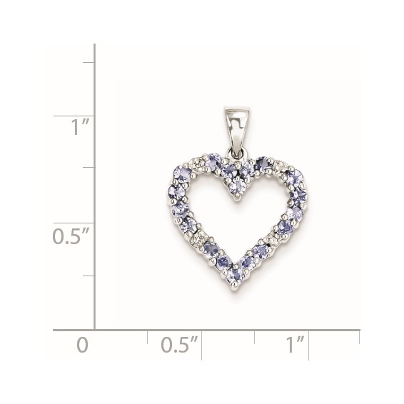 Sterling Silver Rhodium-plated Tanzanite & Diamond Pendant