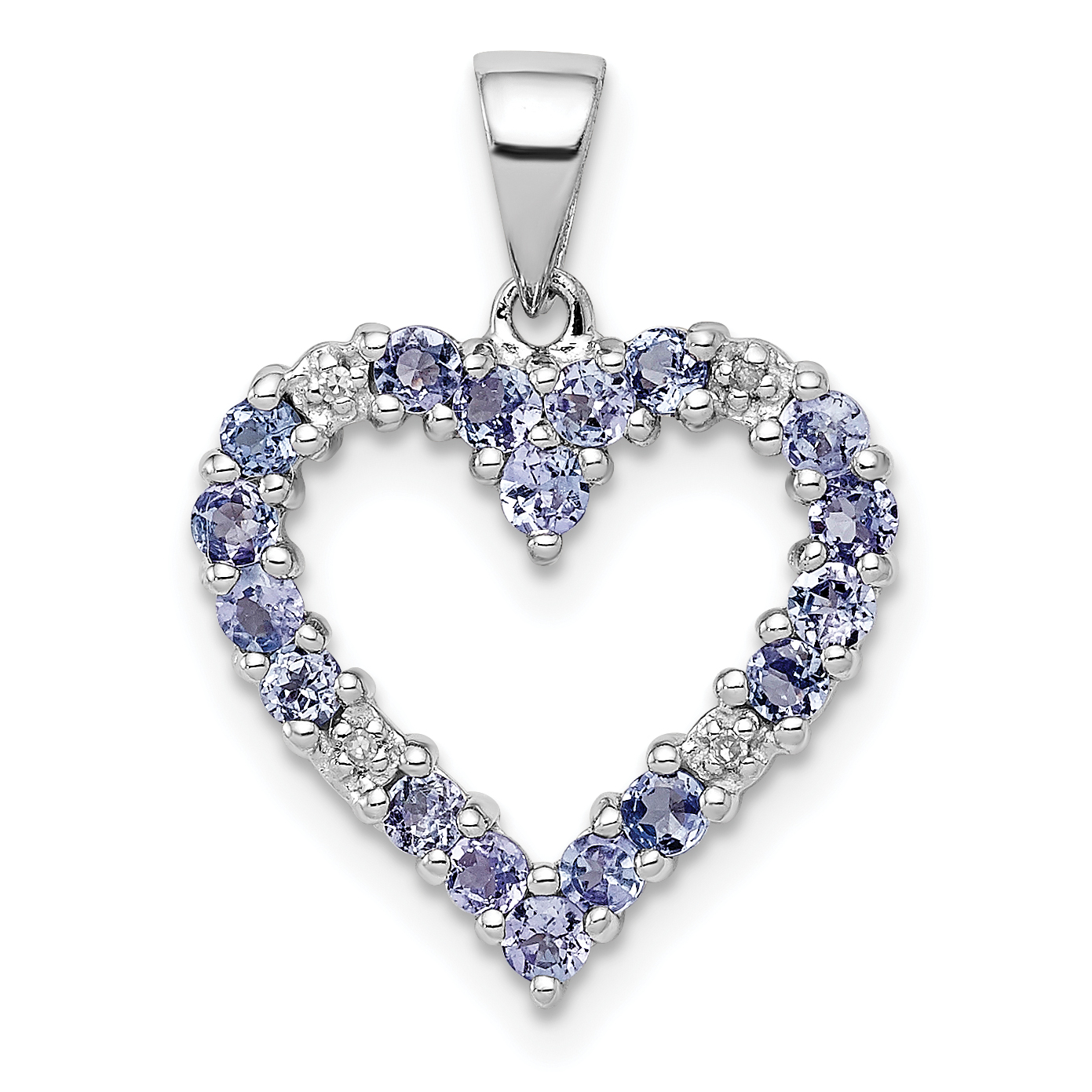 Sterling Silver Rhodium-plated Tanzanite & Diamond Pendant (QDX950)