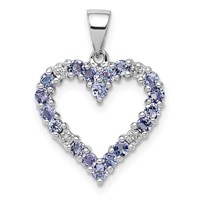 Sterling Silver Rhodium-plated Tanzanite & Diamond Pendant view 1