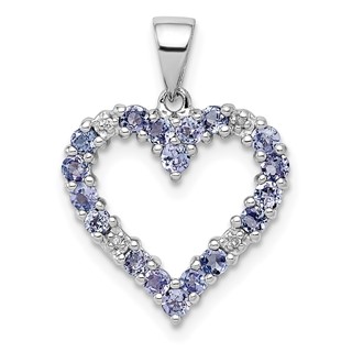 Sterling Silver Rhodium-plated Tanzanite & Diamond Pendant