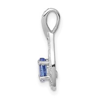 Sterling Silver Rhodium-plated Tanzanite & Diamond Pendant view 2