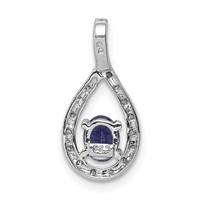 Sterling Silver Rhodium-plated Tanzanite & Diamond Pendant view 4