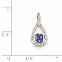 Sterling Silver Rhodium-plated Tanzanite & Diamond Pendant view 3