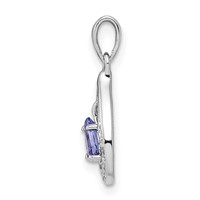 Sterling Silver Rhodium-plated Tanzanite & Diamond Pendant view 2