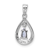 Sterling Silver Rhodium-plated Tanzanite & Diamond Pendant view 4