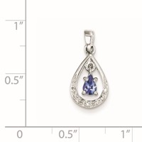 Sterling Silver Rhodium-plated Tanzanite & Diamond Pendant view 3