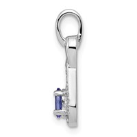 Sterling Silver Rhodium-plated Tanzanite & Diamond Pendant view 2