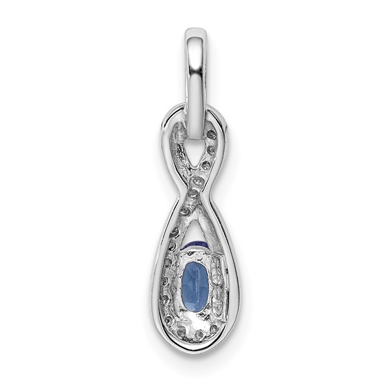 Sterling Silver Rhodium-plated Tanzanite & Diamond Pendant