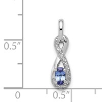 Sterling Silver Rhodium-plated Tanzanite & Diamond Pendant view 3