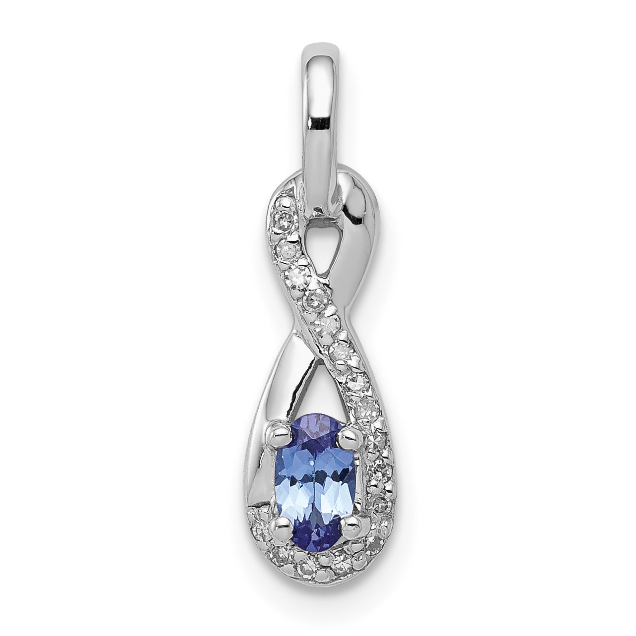 Sterling Silver Rhodium-plated Tanzanite & Diamond Pendant (QDX962)