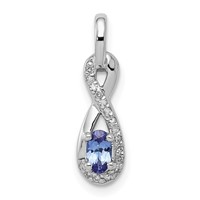 Sterling Silver Rhodium-plated Tanzanite & Diamond Pendant view 1